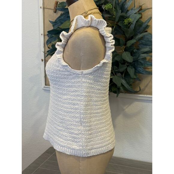 MADEWELL Ivory Knit Ruffle Sweater 100% Cotton Top Shirt Women size S Boho - Picture 4 of 8